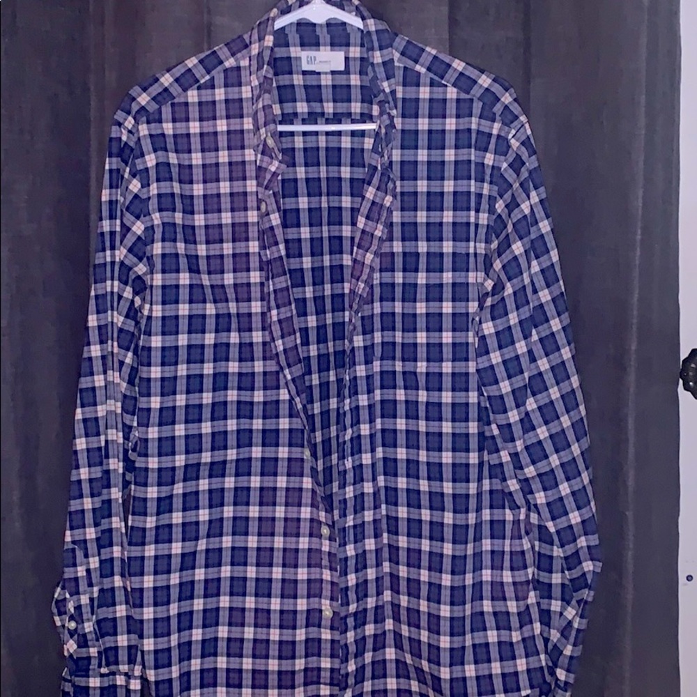 Gap button down blue Tattersall large